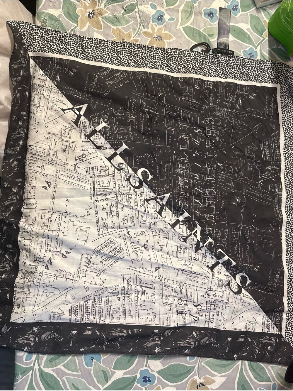 All Saints Black and White Map Print Scarf